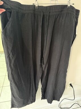 Terra & Sky Black Wide Leg Drawstring Pants